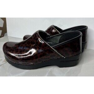 Dansko Professional Animal Print Patent Leather Clogs 38 Us 7.5 8 Shoes Slip On